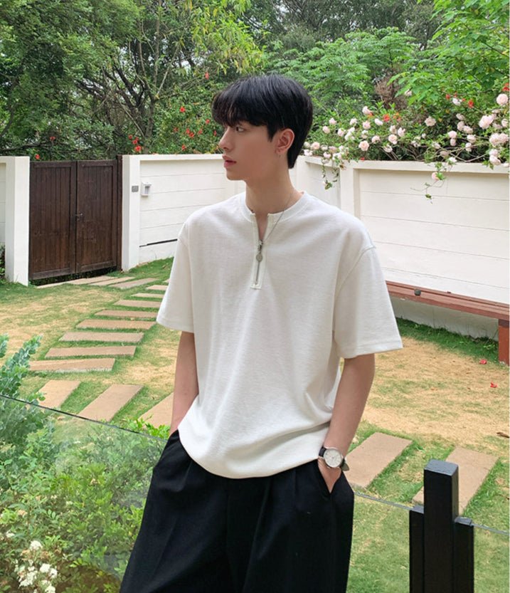 Heavy weight half zip T-shirt OR4337 - ORUN