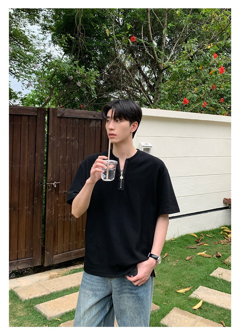 Heavy weight half zip T-shirt OR4337 - ORUN
