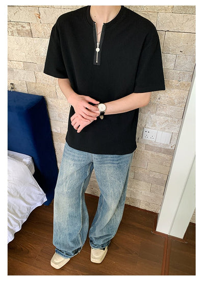 Heavy weight half zip T-shirt OR4337 - ORUN