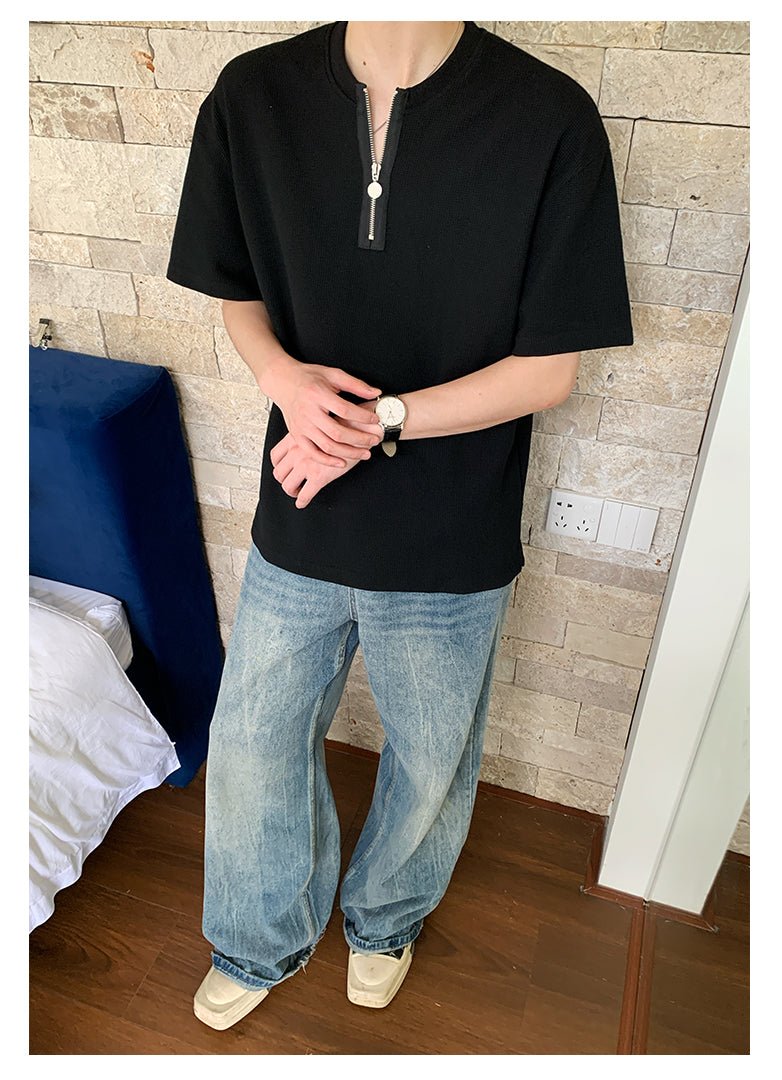 Heavy weight half zip T-shirt OR4337 - ORUN