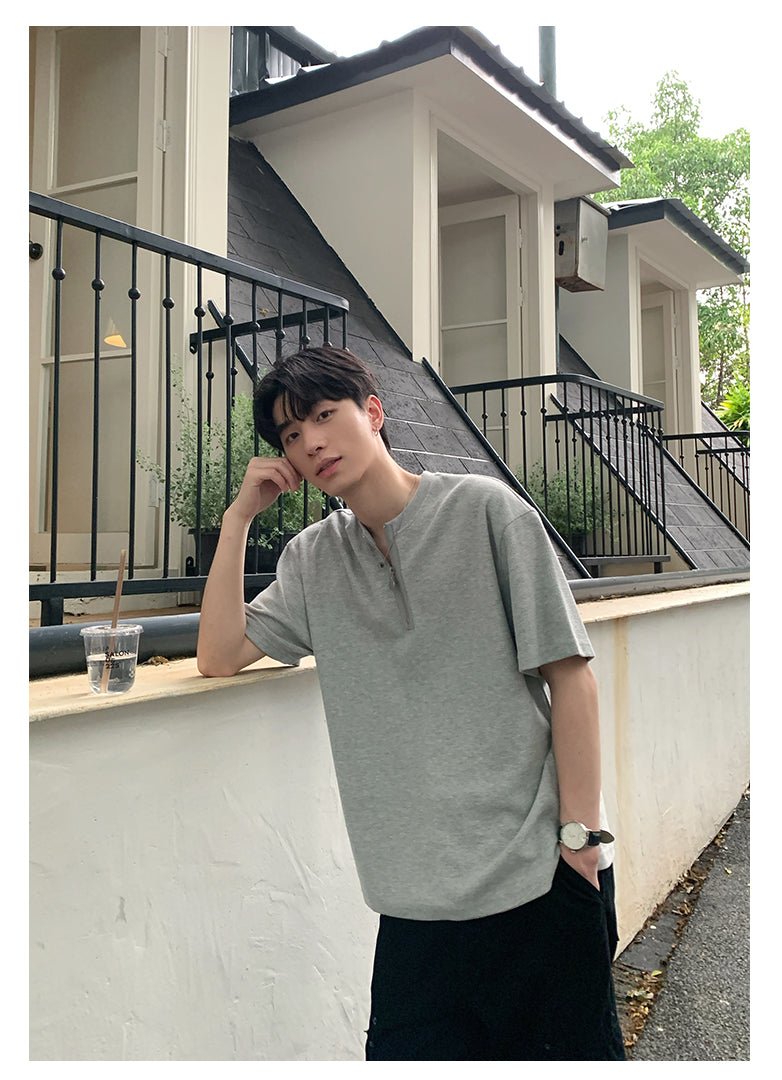 Heavy weight half zip T-shirt OR4337 - ORUN