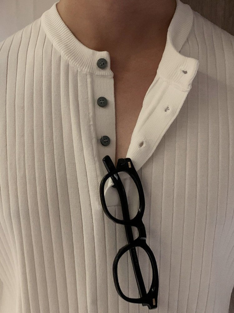 Henley collar knit T-shirt OR3073 - ORUN