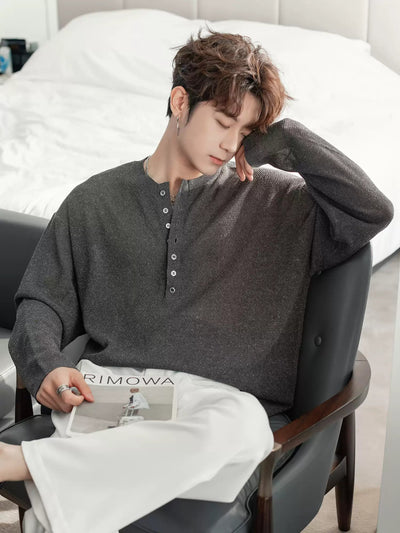 Henley collar thin long sleeve T-shirt OR4207 - ORUN