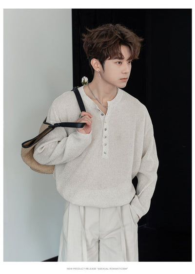 Henley collar thin long sleeve T-shirt OR4207 - ORUN
