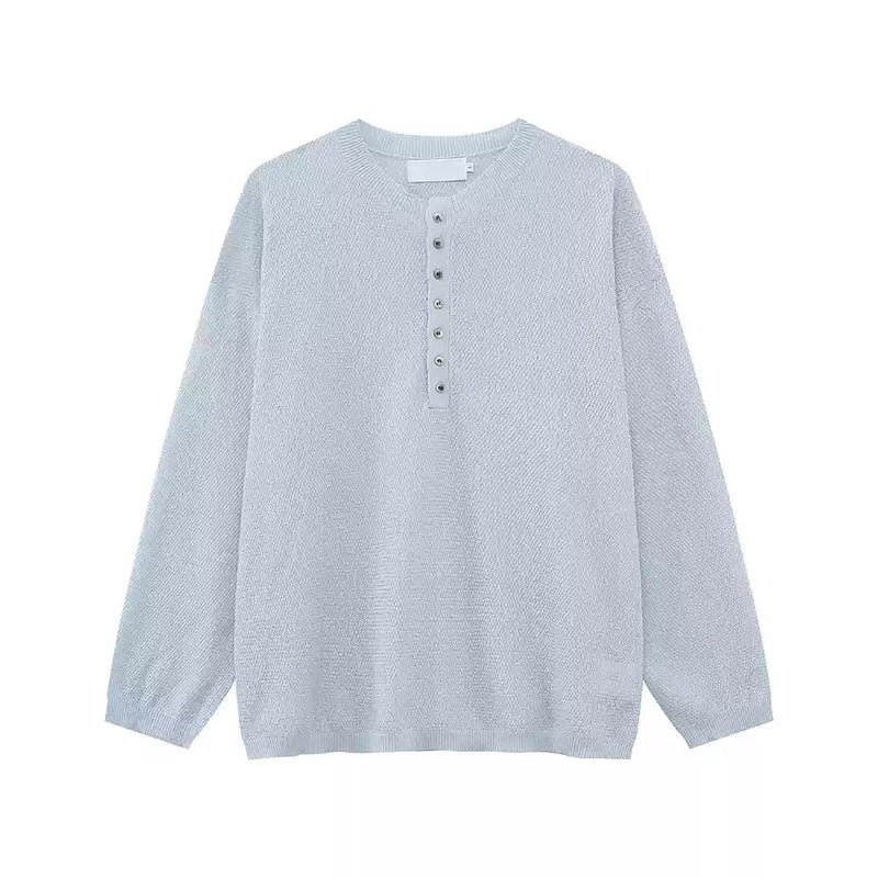 Henley collar thin sweater OR4292 - ORUN