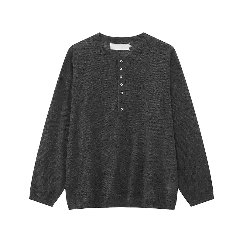 Henley collar thin sweater OR4292 - ORUN