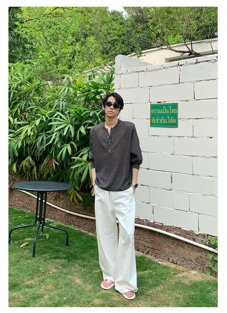 Henley collar thin sweater OR4292 - ORUN