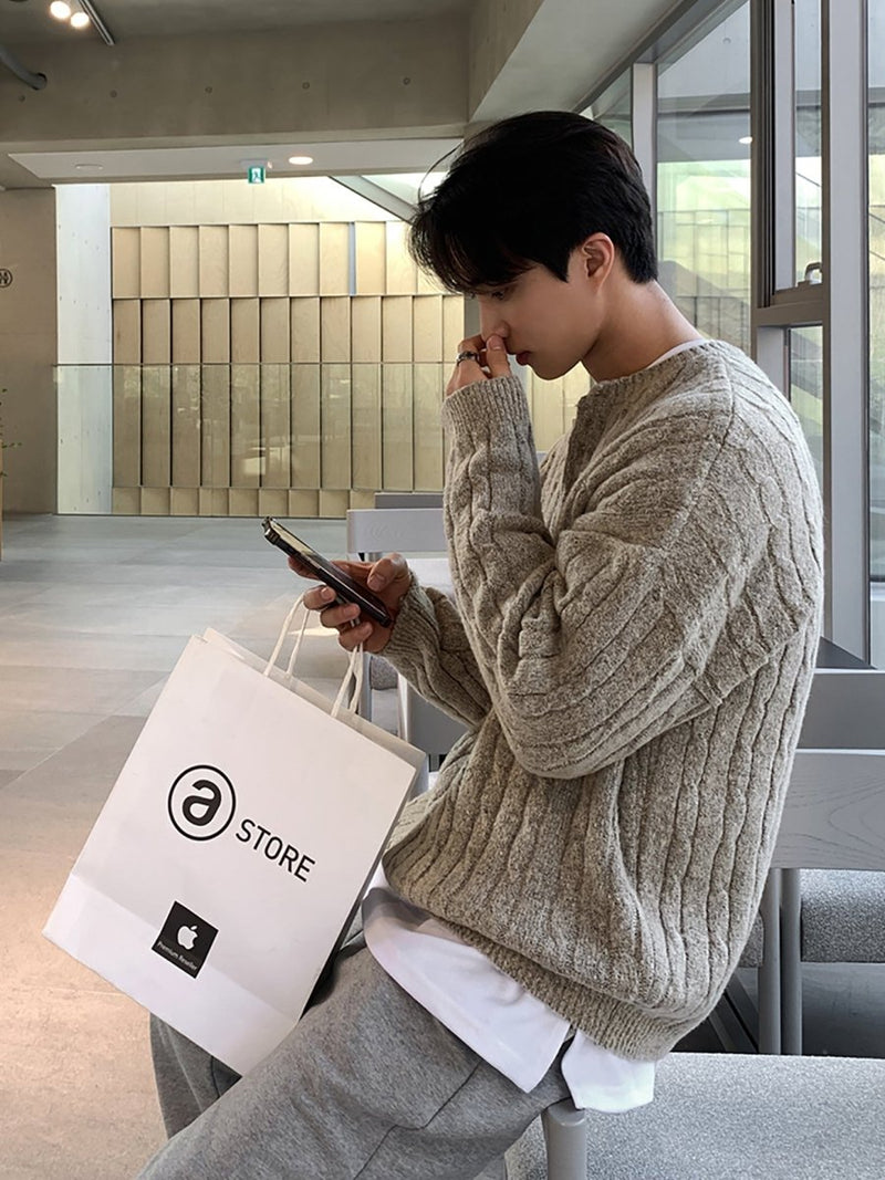 Henry collar knit sweater OR4664 - 韓国メンズファッション通販 - ORUN - 