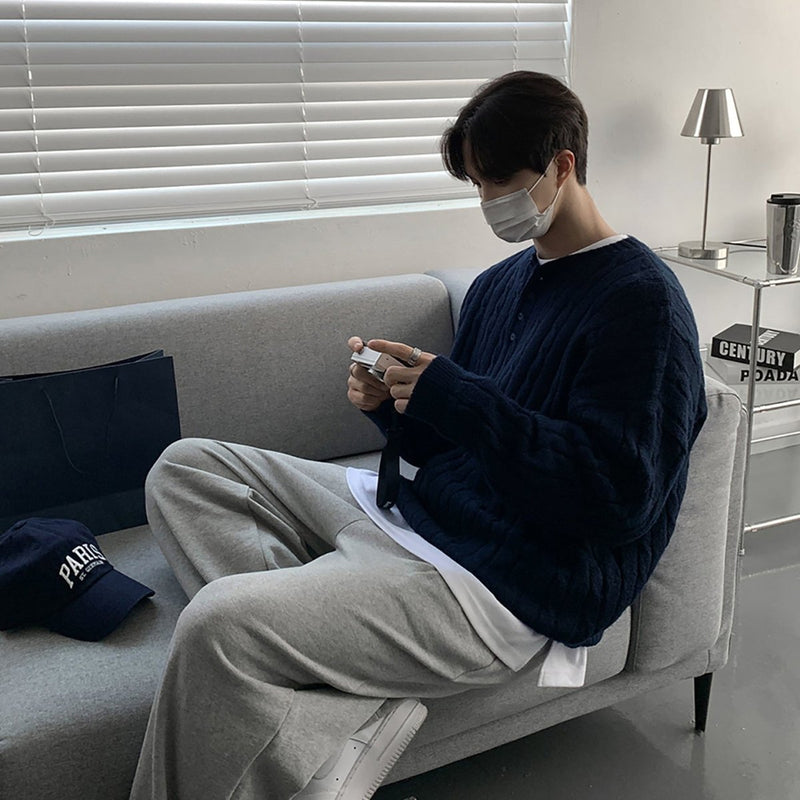 Henry collar knit sweater OR4664 - 韓国メンズファッション通販 - ORUN - 