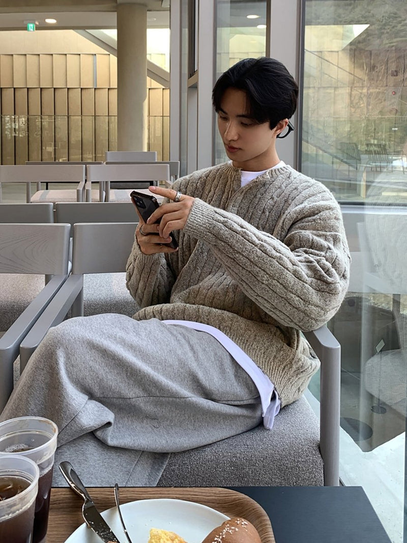 Henry collar knit sweater OR4664 - 韓国メンズファッション通販 - ORUN - 