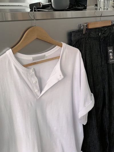 Henry collar short sleeve T-shirt OR4496 - 韓国メンズファッション通販 - ORUN - 