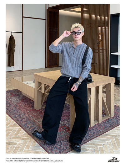 Henry collar slim fit sweater OR4657 - 韓国メンズファッション通販 - ORUN - 