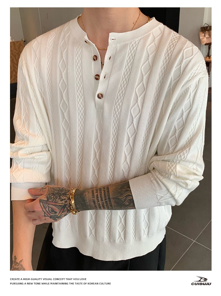 Henry collar slim fit sweater OR4657 - 韓国メンズファッション通販 - ORUN - 