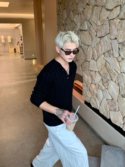 Henry collar slim fit sweater OR4657 - 韓国メンズファッション通販 - ORUN - 