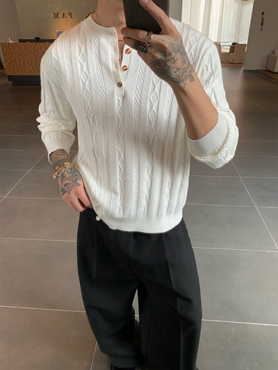 Henry collar slim fit sweater OR4657 - 韓国メンズファッション通販 - ORUN - 