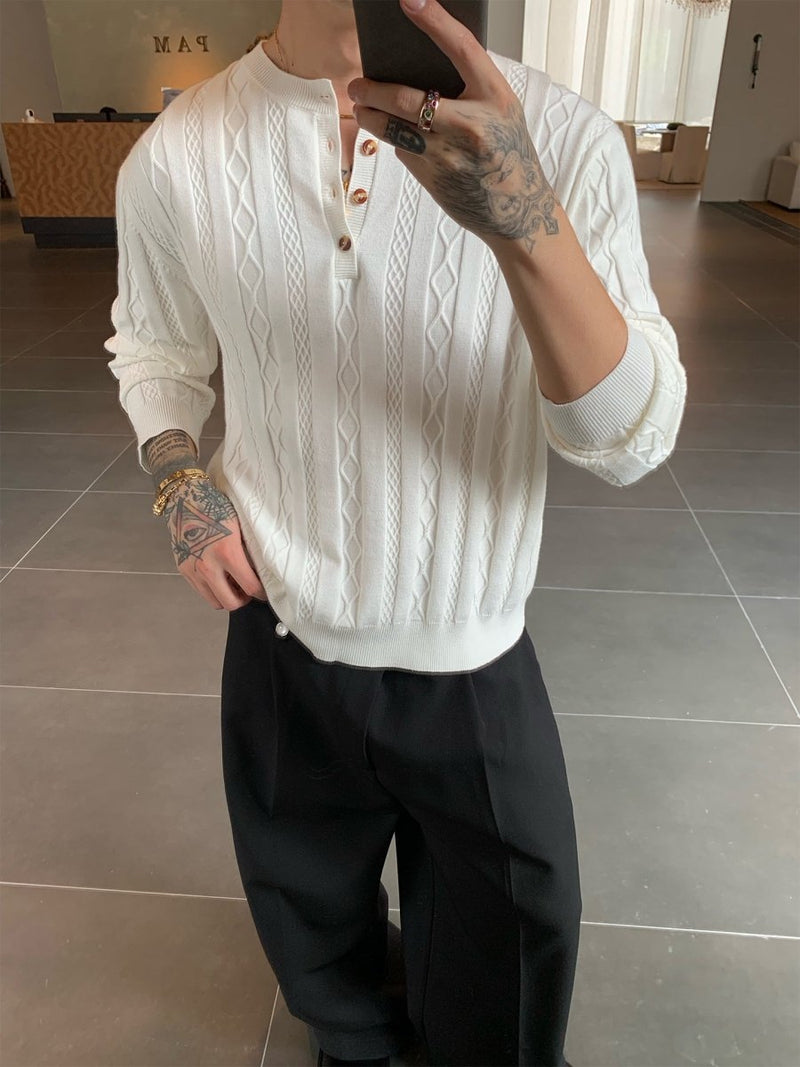 Henry collar slim fit sweater OR4657 - 韓国メンズファッション通販 - ORUN - 