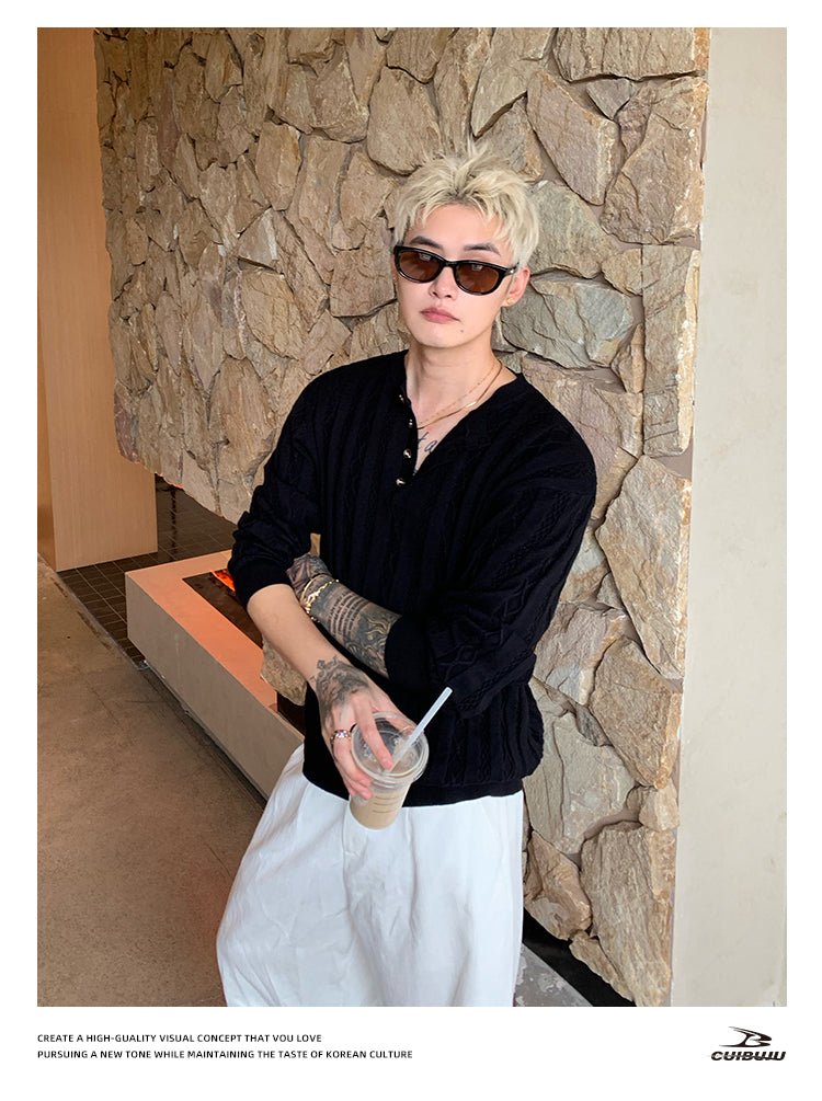 Henry collar slim fit sweater OR4657 - 韓国メンズファッション通販 - ORUN - 