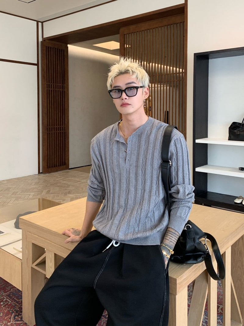 Henry collar slim fit sweater OR4657 - 韓国メンズファッション通販 - ORUN - 