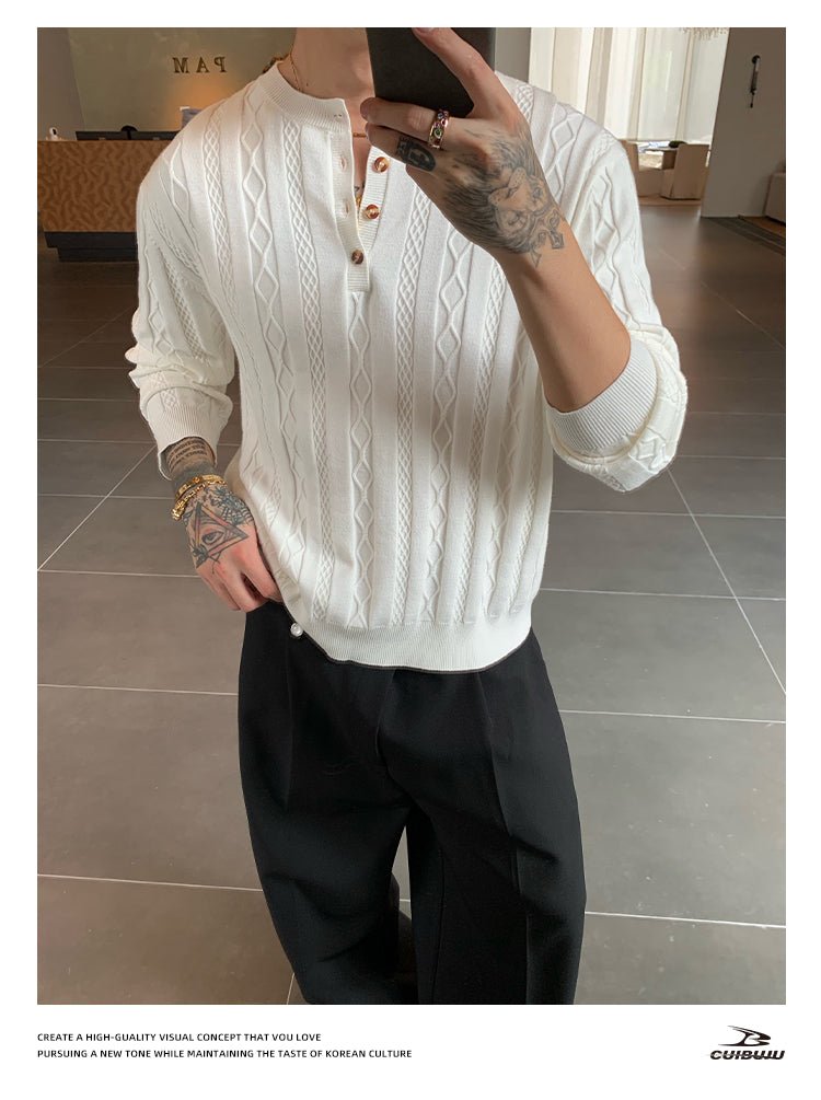 Henry collar slim fit sweater OR4657 - 韓国メンズファッション通販 - ORUN - 