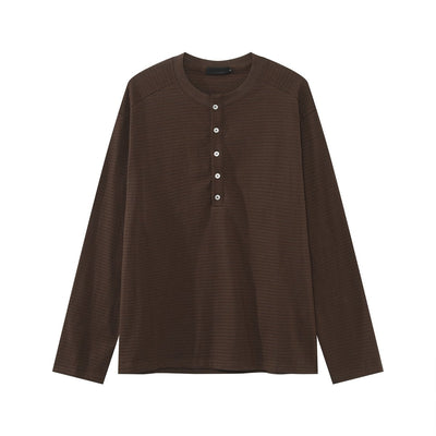 Henry collar striped long sleeve T-shirt OR4653 - 韓国メンズファッション通販 - ORUN - 