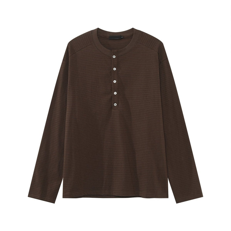 Henry collar striped long sleeve T-shirt OR4653 - 韓国メンズファッション通販 - ORUN - 