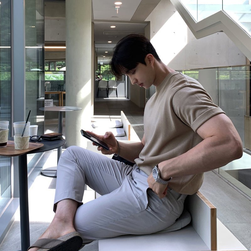 High gauge short sleeve knit T-shirt OR4409 - 韓国メンズファッション通販 - ORUN - 