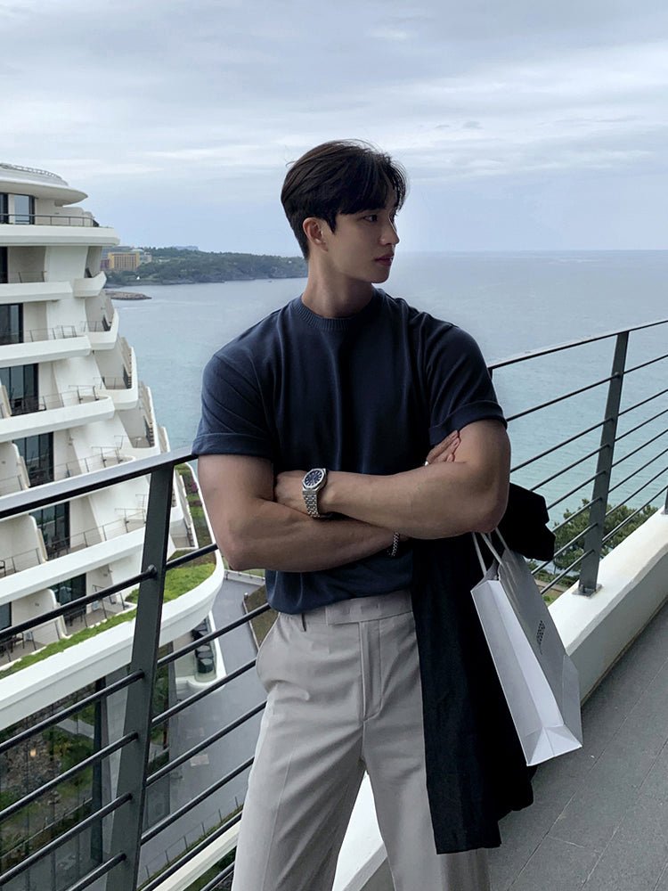 High gauge short sleeve knit T-shirt OR4409 - 韓国メンズファッション通販 - ORUN - 