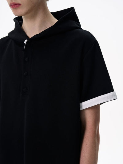 Hooded Tee / フード Tシャツ メンズ 半袖 ハーフボタン プルオーバー 配色 OR4381 - ORUN
