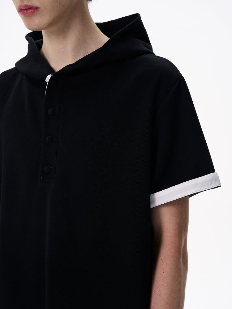 Hooded Tee / フード Tシャツ メンズ 半袖 ハーフボタン プルオーバー 配色 OR4381 - ORUN