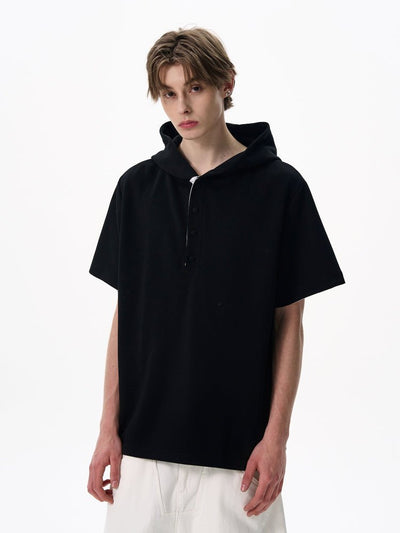 Hooded Tee / フード Tシャツ メンズ 半袖 ハーフボタン プルオーバー 配色 OR4381 - ORUN
