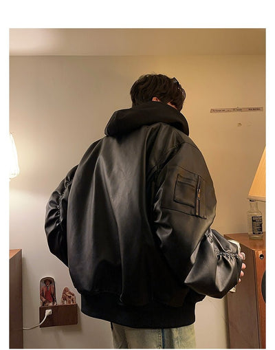 Hoodie leather jacket OR3861 - ORUN
