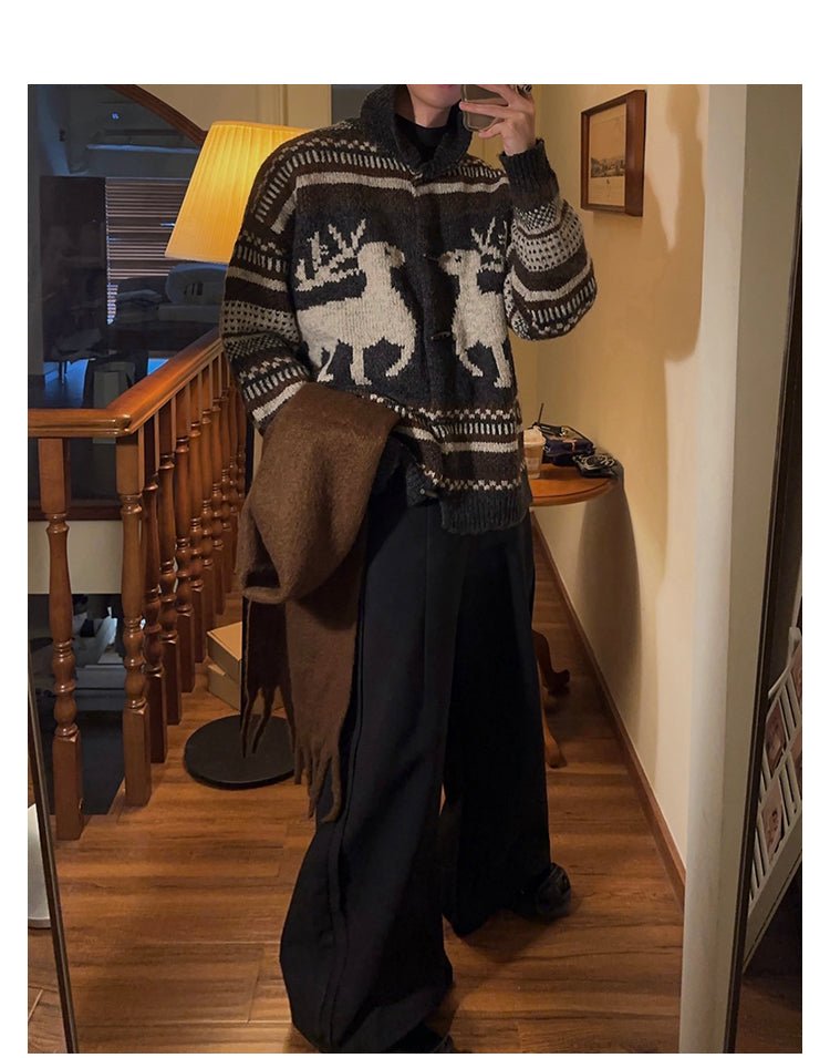 Indian lapel knit cardigan OR3868 - ORUN