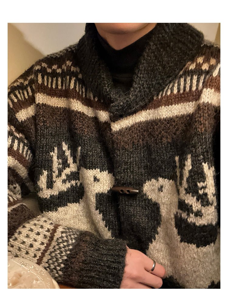 Indian lapel knit cardigan OR3868 - ORUN