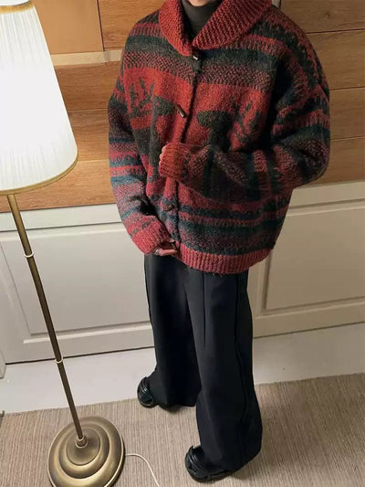 Indian lapel knit cardigan OR3868 - ORUN