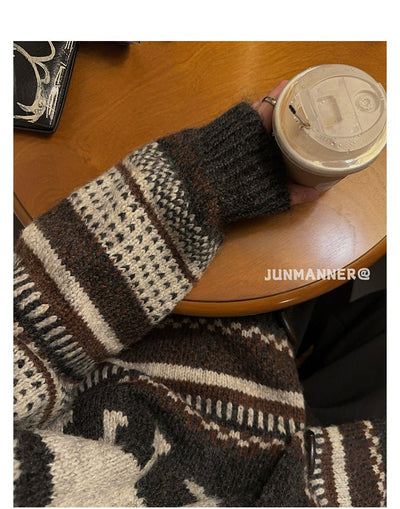 Indian lapel knit cardigan OR3868 - ORUN