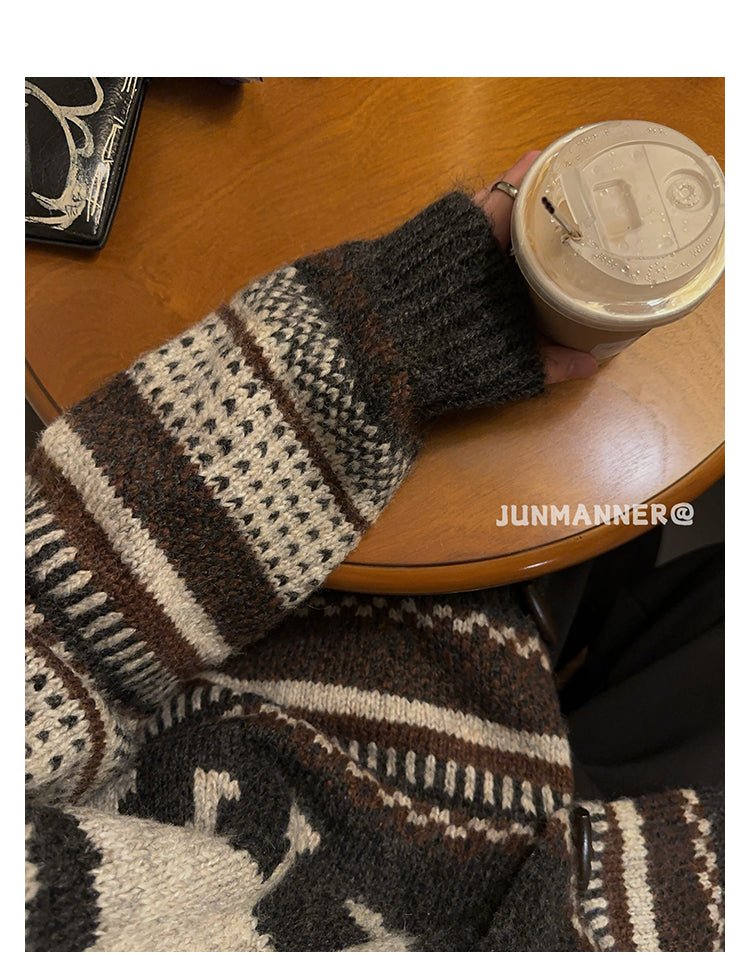 Indian lapel knit cardigan OR3868 - ORUN
