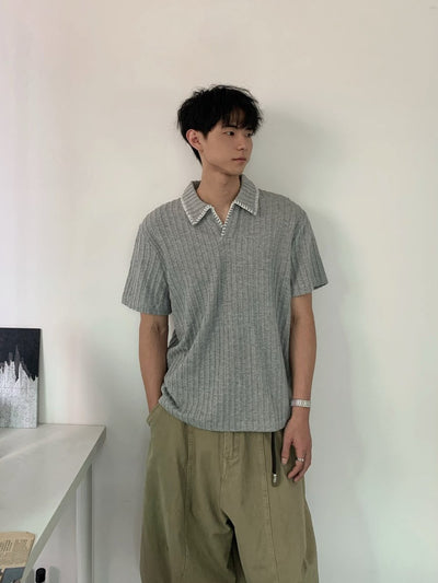 コントラストステッチ・サマーニット / Knitted polo OR4521 - 韓国メンズファッション通販 - ORUN - 
