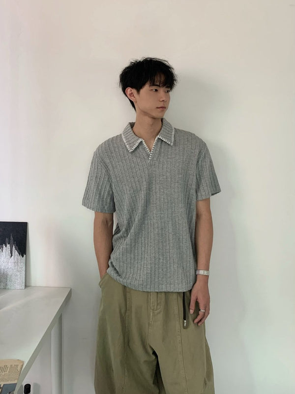 コントラストステッチ・サマーニット / Knitted polo OR4521
