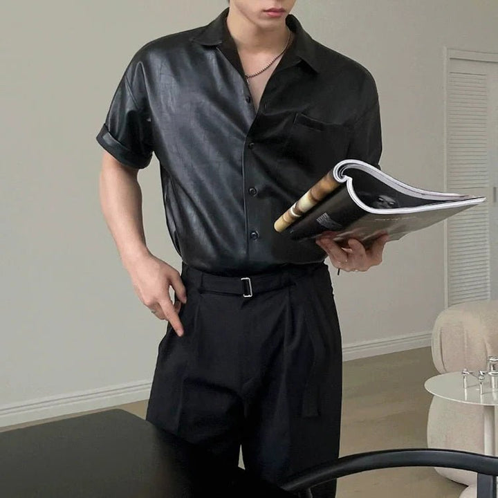 Korean leather shirt OR4383 – 韓国メンズファッション通販