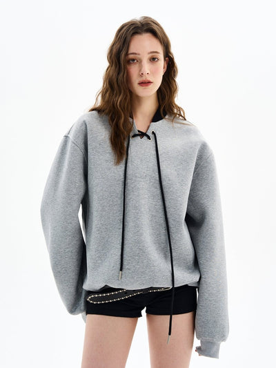 Lace - up sweatshirt OR4610 - 韓国メンズファッション通販 - ORUN - 
