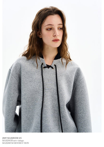 Lace - up sweatshirt OR4610 - 韓国メンズファッション通販 - ORUN - 
