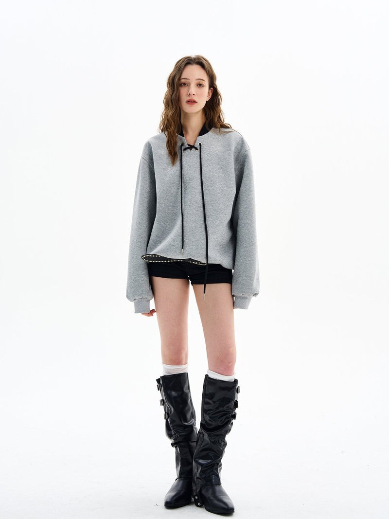 Lace - up sweatshirt OR4610 - 韓国メンズファッション通販 - ORUN - 