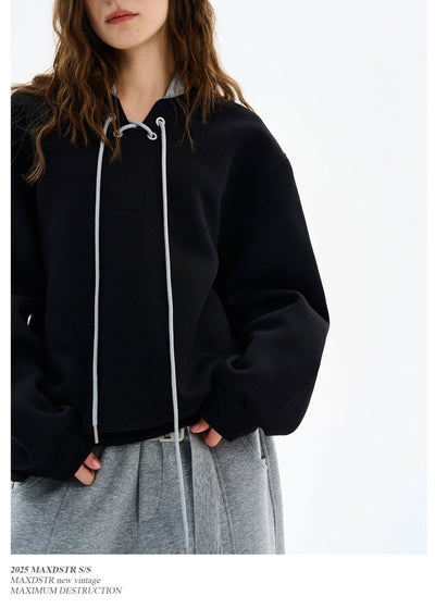 Lace - up sweatshirt OR4610 - 韓国メンズファッション通販 - ORUN - 