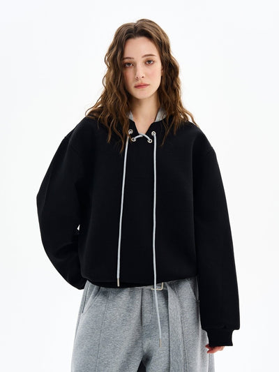 Lace - up sweatshirt OR4610 - 韓国メンズファッション通販 - ORUN - 