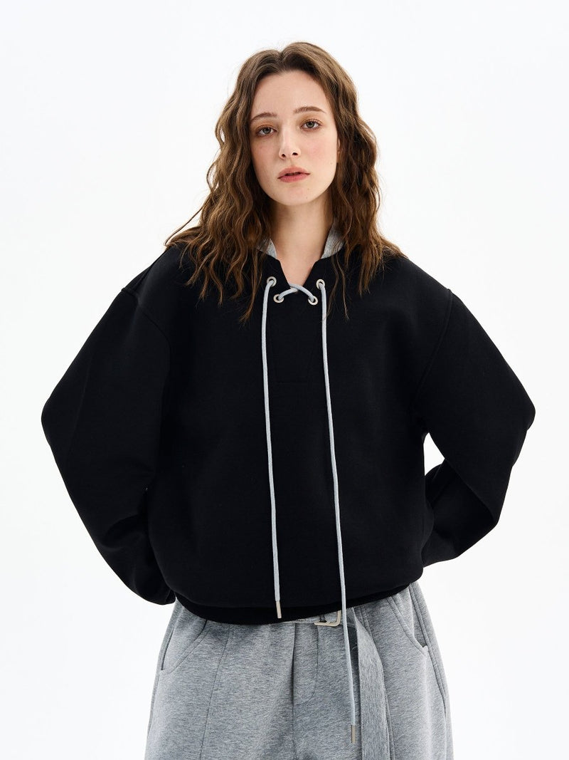 Lace - up sweatshirt OR4610 - 韓国メンズファッション通販 - ORUN - 