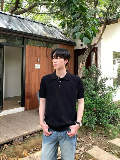 Lapel knit short sleeve T-shirt OR4291 - ORUN