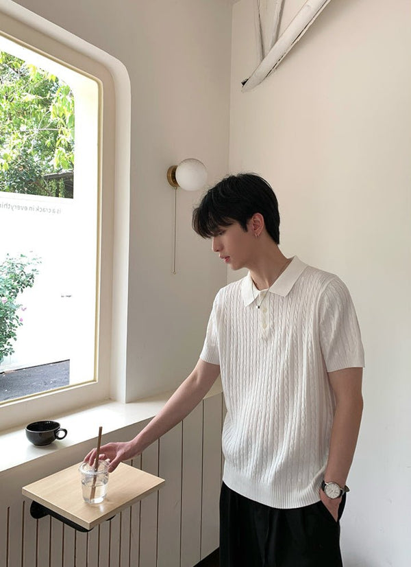 Lapel knit short sleeve T-shirt OR4291