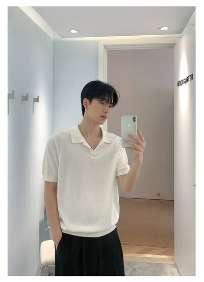 Lapel knit short sleeve T-shirt OR4469 - 韓国メンズファッション通販 - ORUN - 