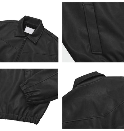 Lapel Leather Jacket OR4630 - 韓国メンズファッション通販 - ORUN - 