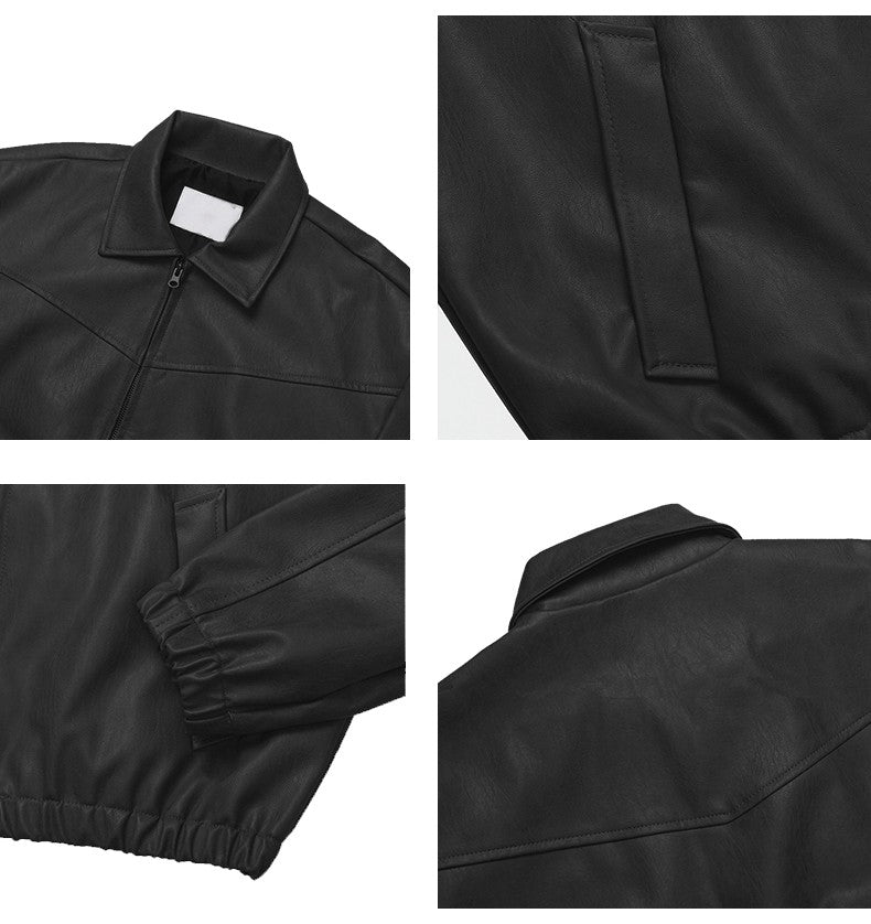 Lapel Leather Jacket OR4630 - 韓国メンズファッション通販 - ORUN - 